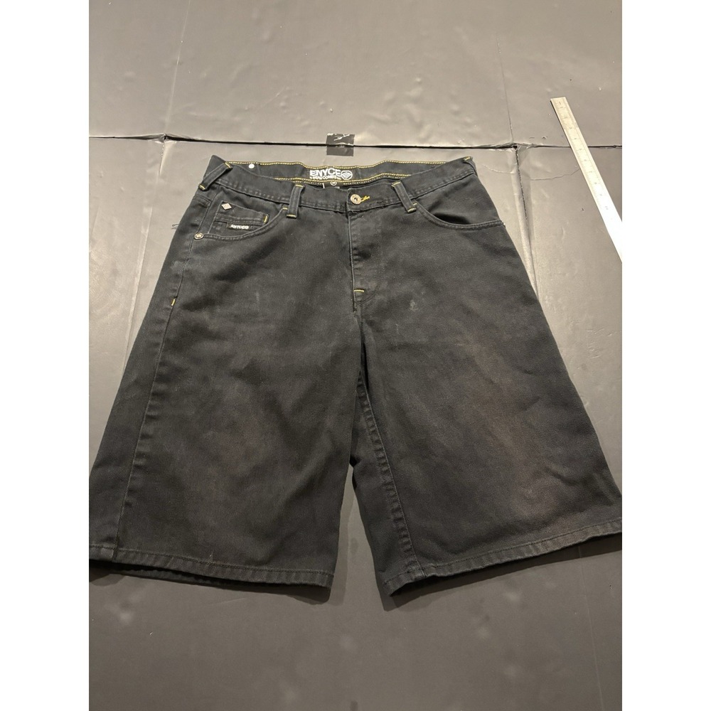 Enyce a Sean Combs Co. Black Denim Shorts Size 36 VTG Y2K
